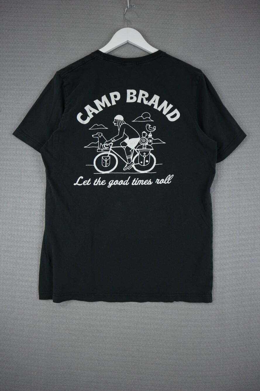 Camp Brand Goods Black Graphic T-Shirt Let The Good Times Roll Size L